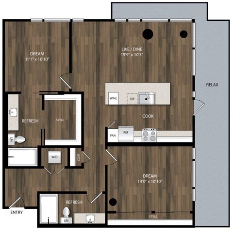 Portland Astoria Apartments in Portland, Oregon B2 Floor Plan